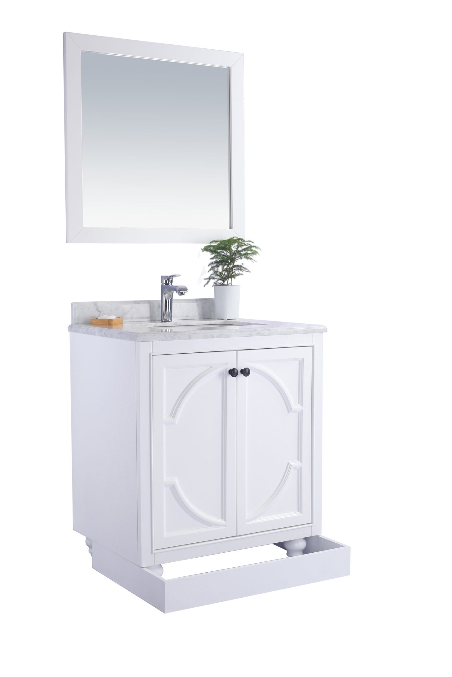 Odyssey 30" White Bathroom Vanity with Black Wood Marble Countertop