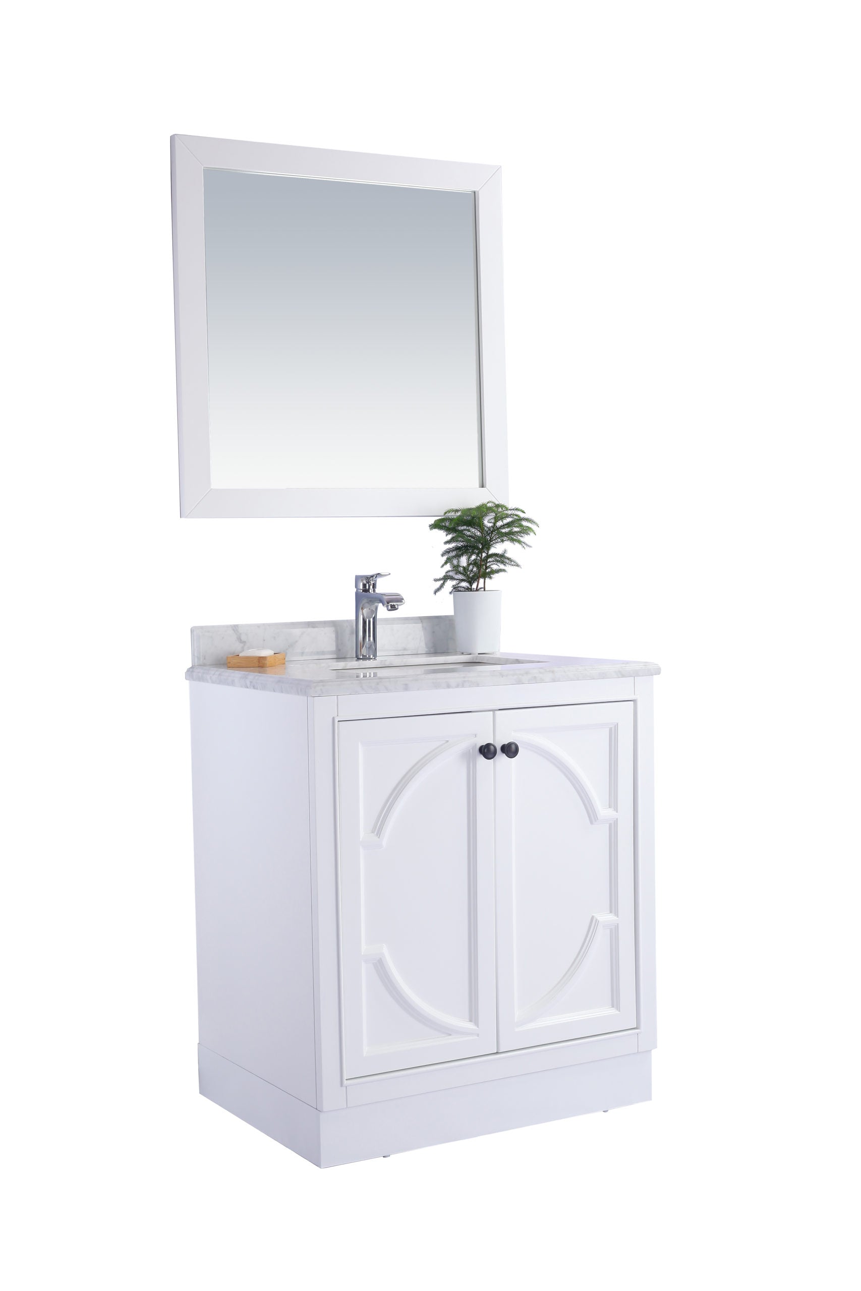 Odyssey 30" White Bathroom Vanity with Black Wood Marble Countertop