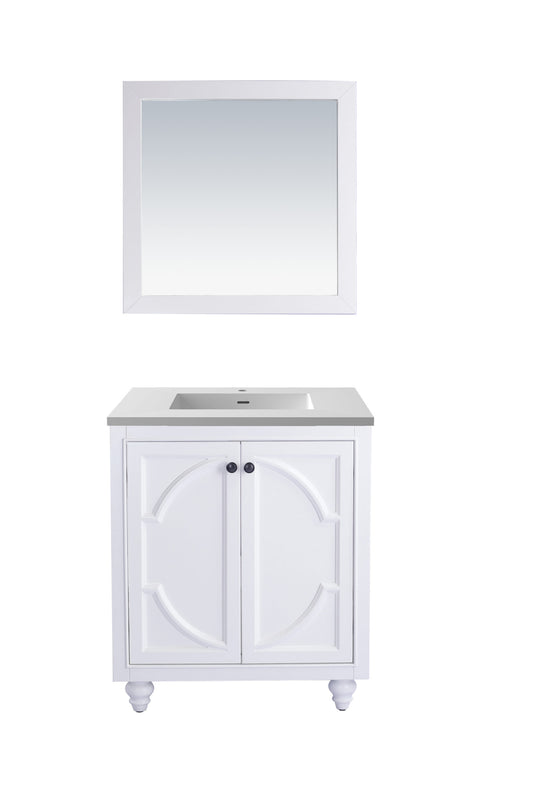 Odyssey 30" White Bathroom Vanity with Matte White VIVA Stone Solid Surface Countertop