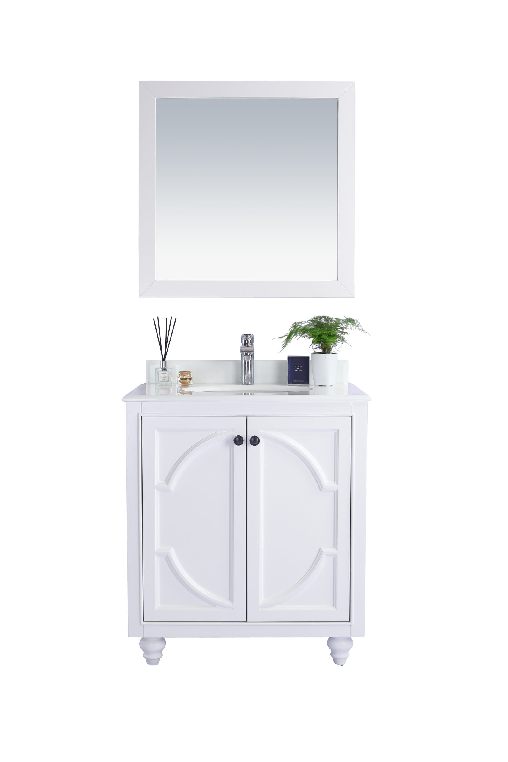 Odyssey 30" White Bathroom Vanity with Pure White Phoenix Stone Countertop