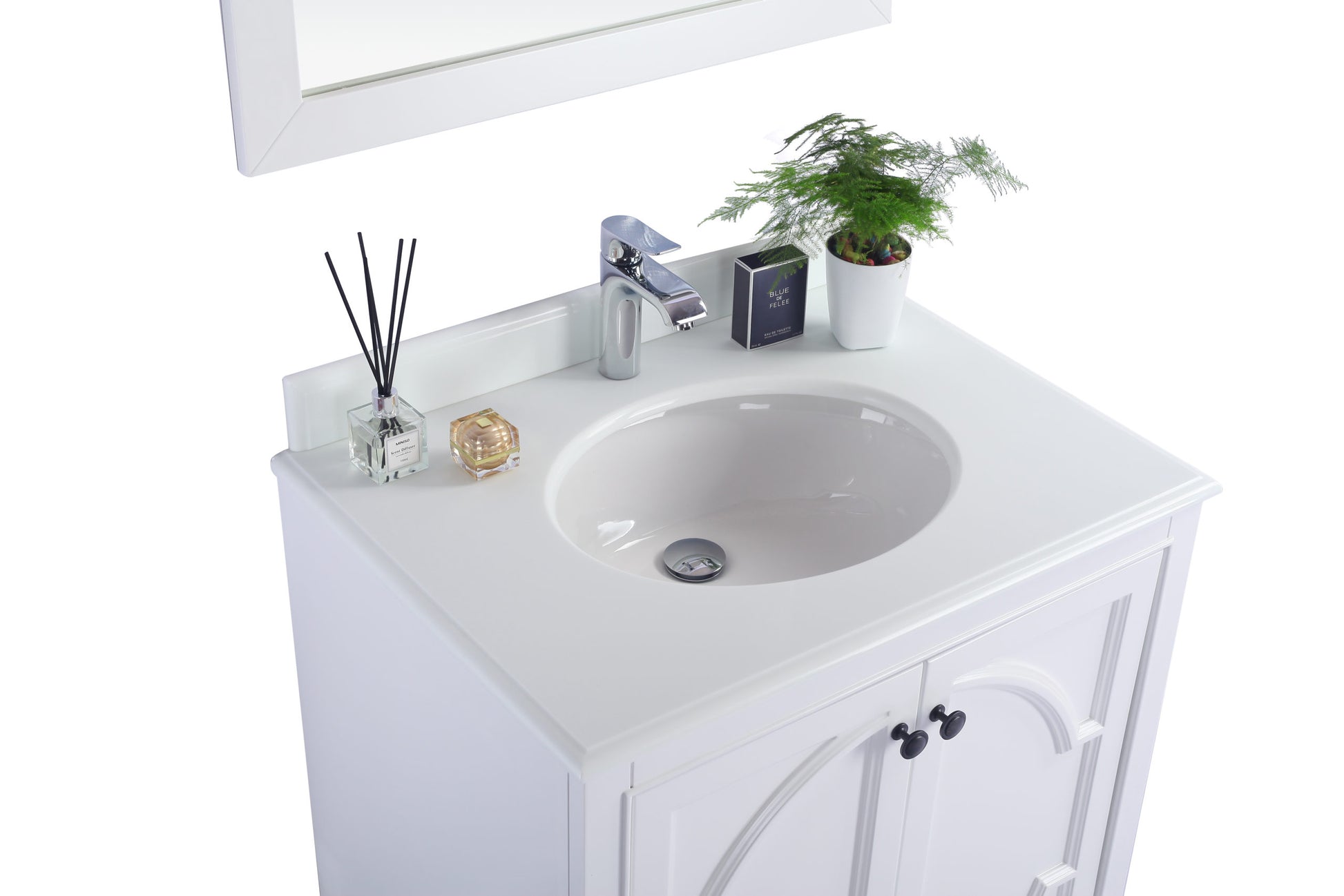 Odyssey 30" White Bathroom Vanity with Pure White Phoenix Stone Countertop