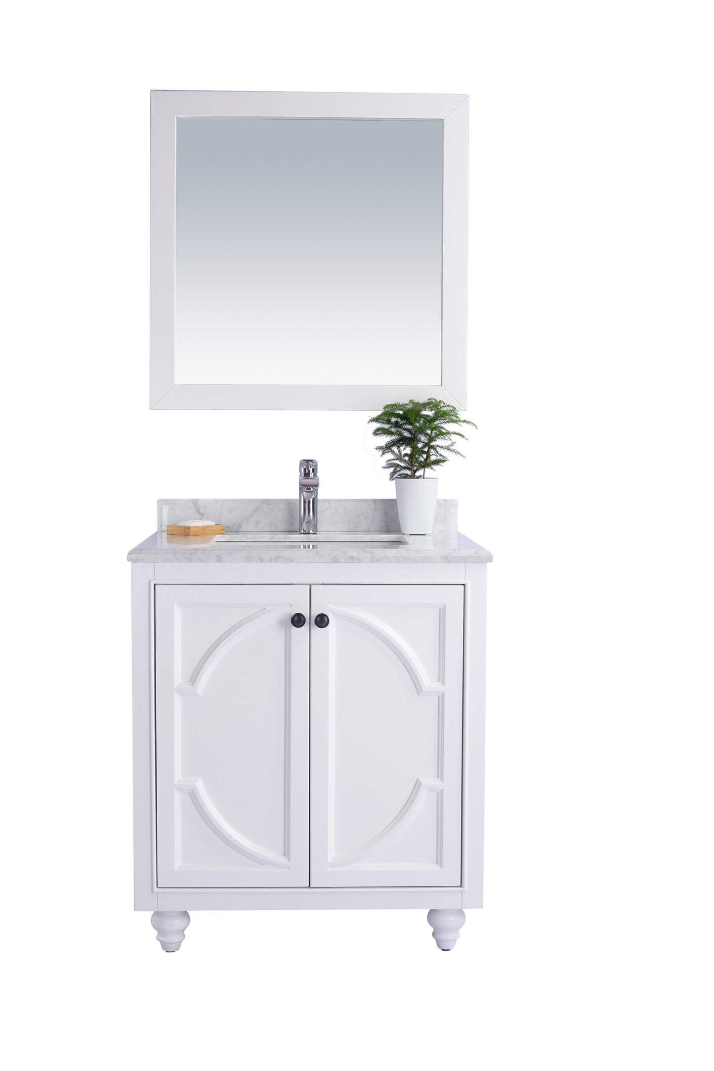 Odyssey 30" White Bathroom Vanity with White Carrara Marble Countertop