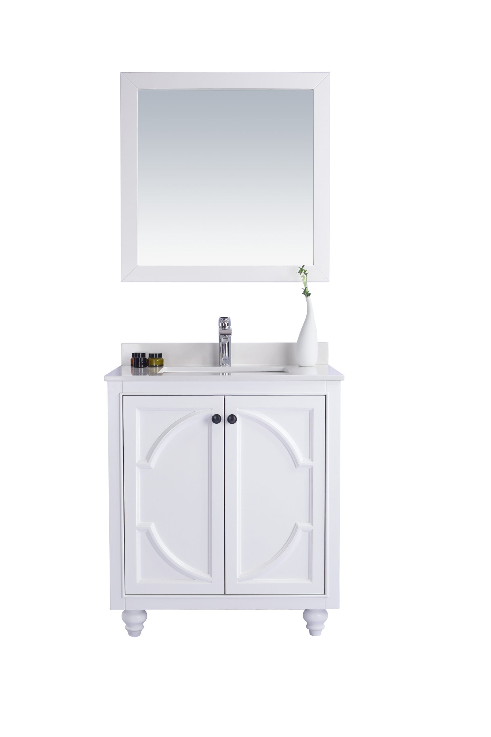 Odyssey 30" White Bathroom Vanity with White Quartz Countertop