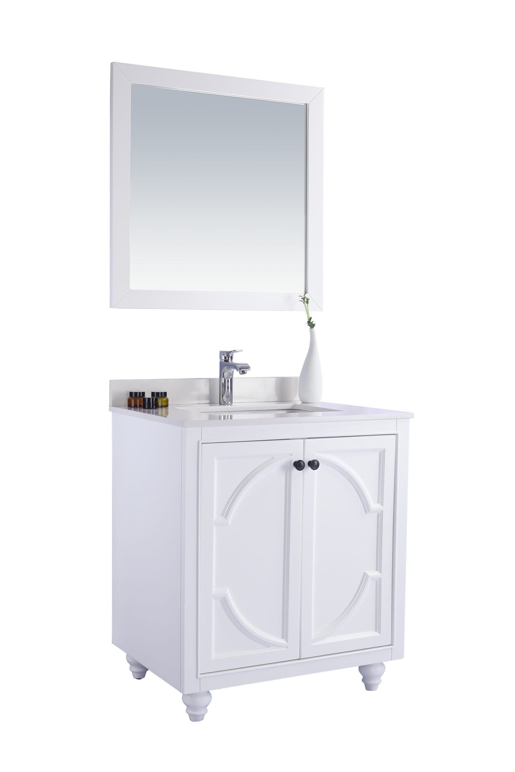 Odyssey 30" White Bathroom Vanity with White Quartz Countertop