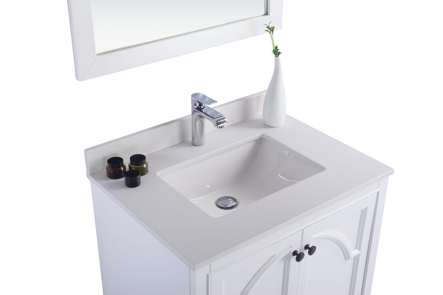 Odyssey 30" White Bathroom Vanity with White Quartz Countertop