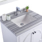 Odyssey 30" White Bathroom Vanity with White Stripes Marble Countertop