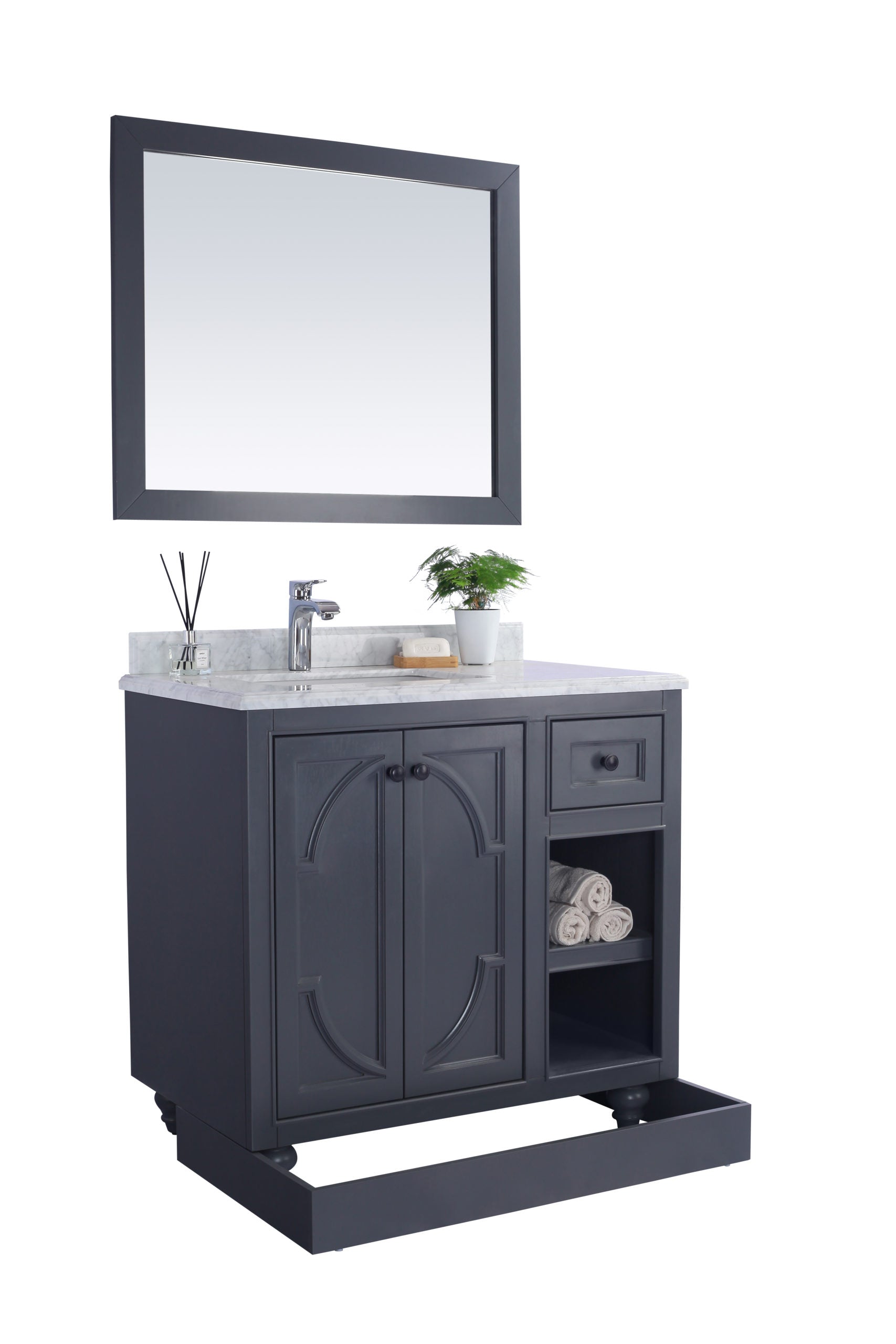 Odyssey 36" Maple Grey Bathroom Vanity with Black Wood Marble Countertop