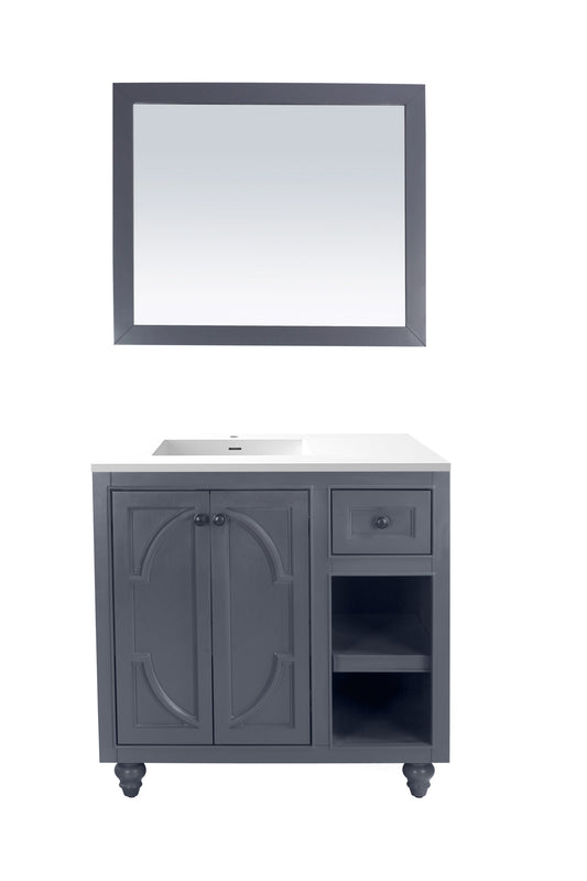 Odyssey 36" Maple Grey Bathroom Vanity with Matte White VIVA Stone Solid Surface Countertop