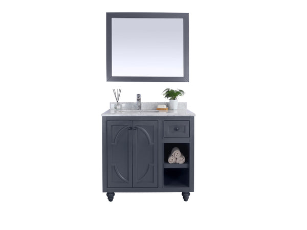 Odyssey 36 Maple Grey Bathroom Vanity with White Carrara Marble Countertop