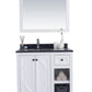 Odyssey 36" White Bathroom Vanity with Black Wood Marble Countertop