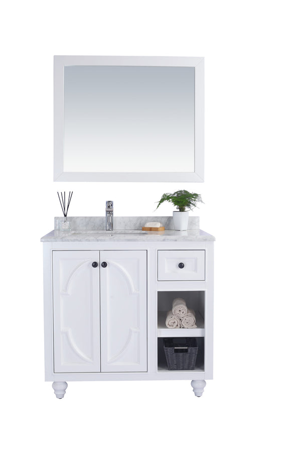 Odyssey 36 White Bathroom Vanity with White Carrara Marble Countertop