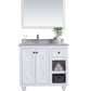 Odyssey 36" White Bathroom Vanity with White Stripes Marble Countertop