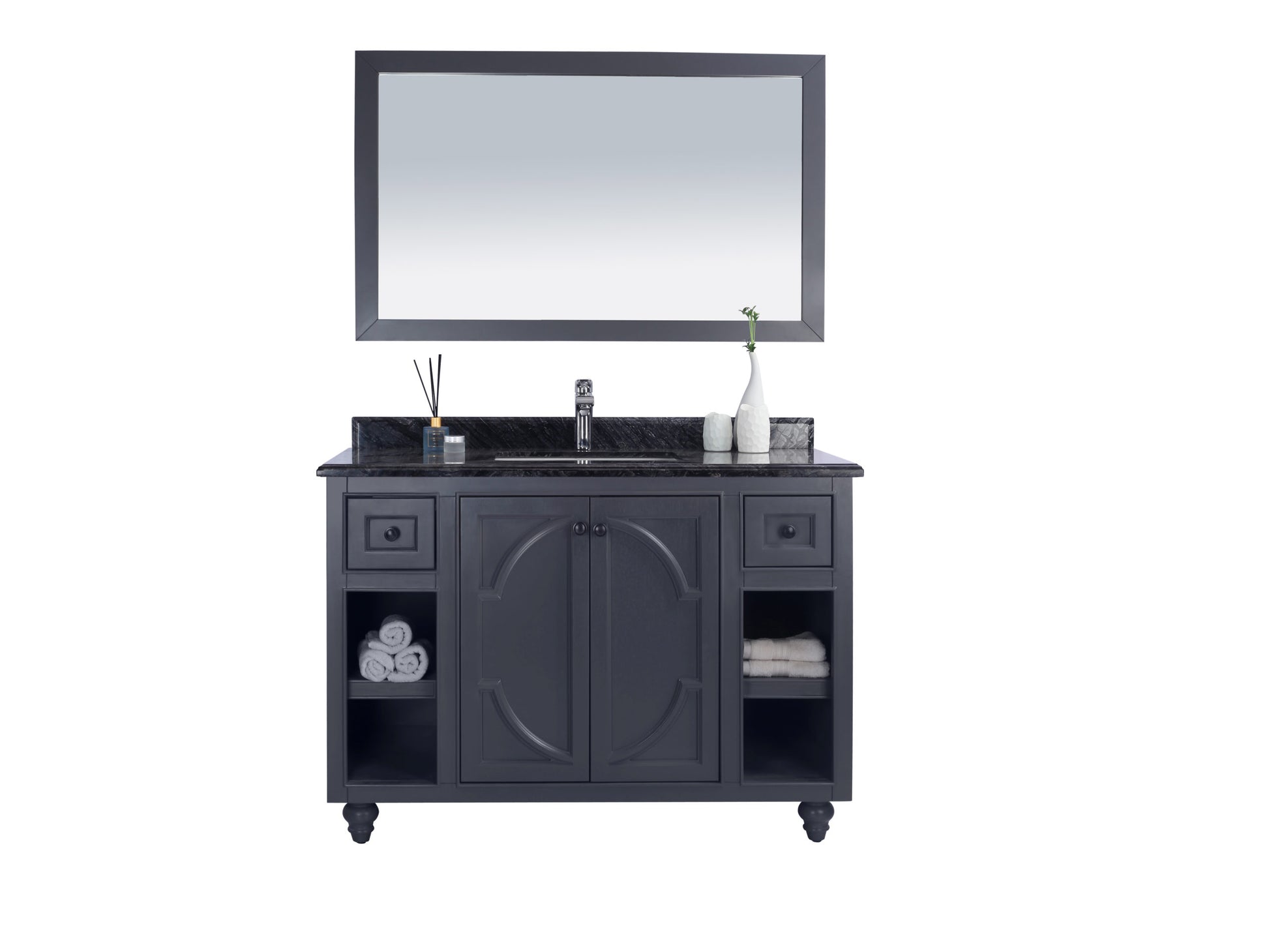 Odyssey 48" Maple Grey Bathroom Vanity with Black Wood Marble Countertop