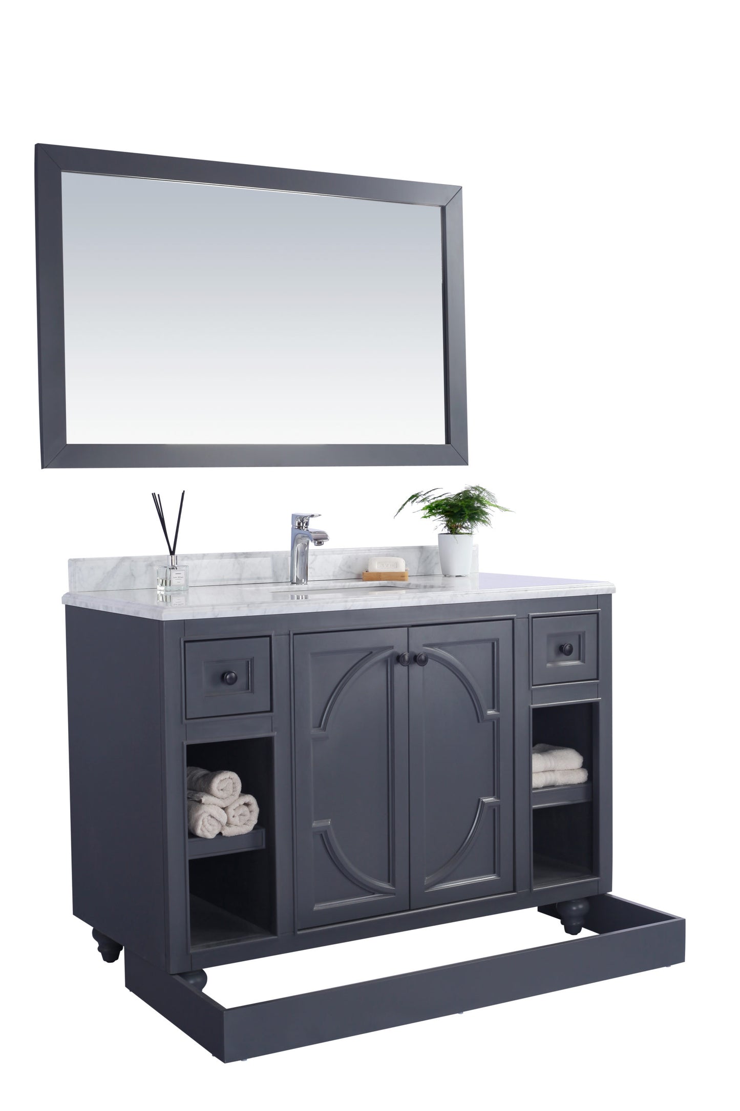 Odyssey 48" Maple Grey Bathroom Vanity with Black Wood Marble Countertop