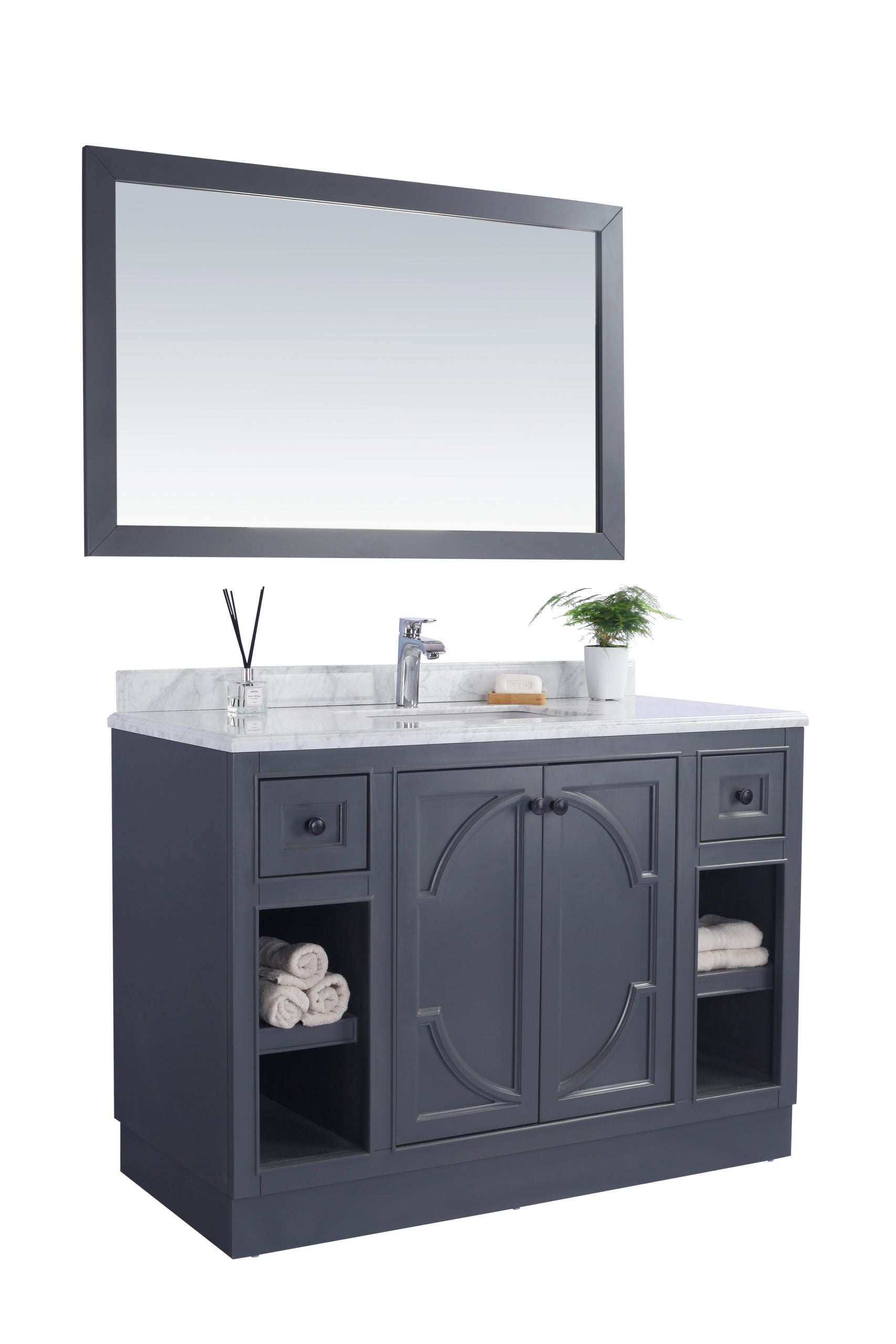 Odyssey 48" Maple Grey Bathroom Vanity with Black Wood Marble Countertop