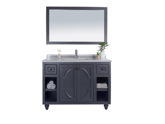 Odyssey 48" Maple Grey Bathroom Vanity with White Stripes Marble Countertop