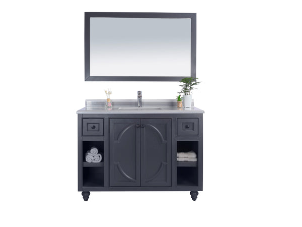 Odyssey 48 Maple Grey Bathroom Vanity with White Stripes Marble Countertop