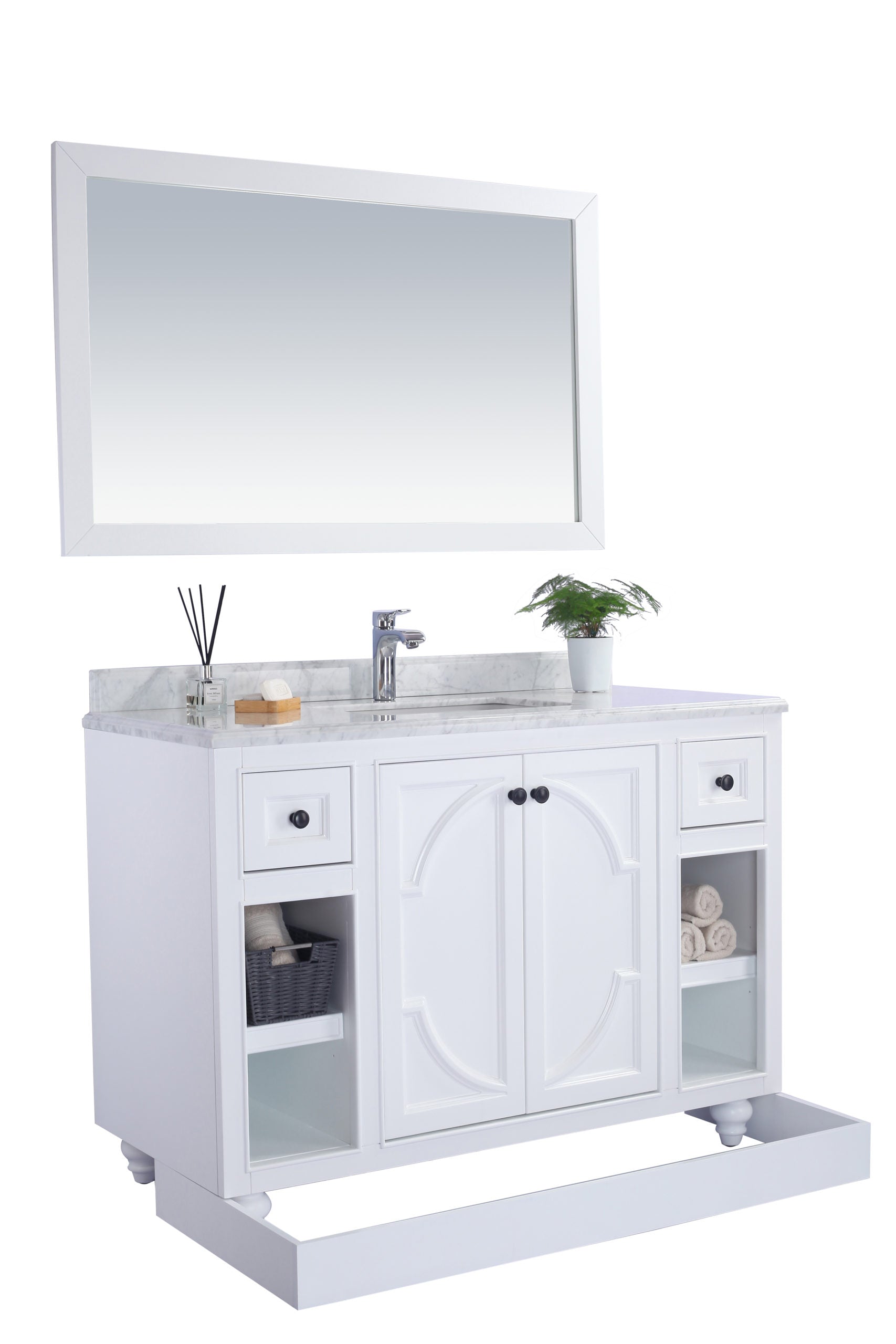 Odyssey 48" White Bathroom Vanity with Black Wood Marble Countertop