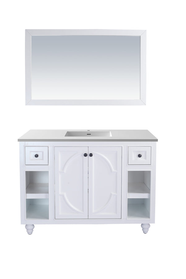 Odyssey 48 White Bathroom Vanity with Matte White VIVA Stone Solid Surface Countertop