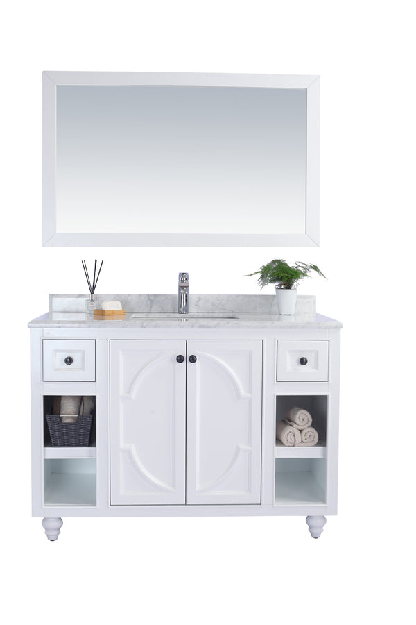 Odyssey 48 White Bathroom Vanity with White Carrara Marble Countertop