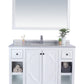 Odyssey 48" White Bathroom Vanity with White Stripes Marble Countertop