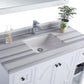 Odyssey 48" White Bathroom Vanity with White Stripes Marble Countertop