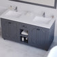 Odyssey 60" Maple Grey Double Sink Bathroom Vanity with Matte White VIVA Stone Solid Surface Countertop