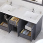 Odyssey 60" Maple Grey Double Sink Bathroom Vanity with Matte White VIVA Stone Solid Surface Countertop