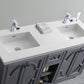 Odyssey 60" Maple Grey Double Sink Bathroom Vanity with Matte White VIVA Stone Solid Surface Countertop