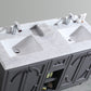 Odyssey 60" Maple Grey Double Sink Bathroom Vanity with White Carrara Marble Countertop