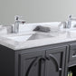 Odyssey 60" Maple Grey Double Sink Bathroom Vanity with White Carrara Marble Countertop