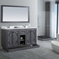 Odyssey 60" Maple Grey Double Sink Bathroom Vanity with White Carrara Marble Countertop