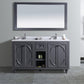 Odyssey 60" Maple Grey Double Sink Bathroom Vanity with White Stripes Marble Countertop