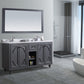 Odyssey 60" Maple Grey Double Sink Bathroom Vanity with White Stripes Marble Countertop