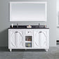 Odyssey 60" White Double Sink Bathroom Vanity with Black Wood Marble Countertop