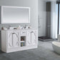 Odyssey 60" White Double Sink Bathroom Vanity with Black Wood Marble Countertop