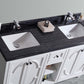 Odyssey 60" White Double Sink Bathroom Vanity with Black Wood Marble Countertop