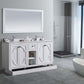 Odyssey 60" White Double Sink Bathroom Vanity with Black Wood Marble Countertop