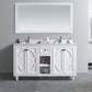 Odyssey 60" White Double Sink Bathroom Vanity with White Carrara Marble Countertop