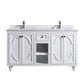 Odyssey 60" White Double Sink Bathroom Vanity with White Carrara Marble Countertop