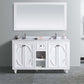 Odyssey 60" White Double Sink Bathroom Vanity with White Stripes Marble Countertop