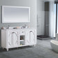 Odyssey 60" White Double Sink Bathroom Vanity with White Stripes Marble Countertop