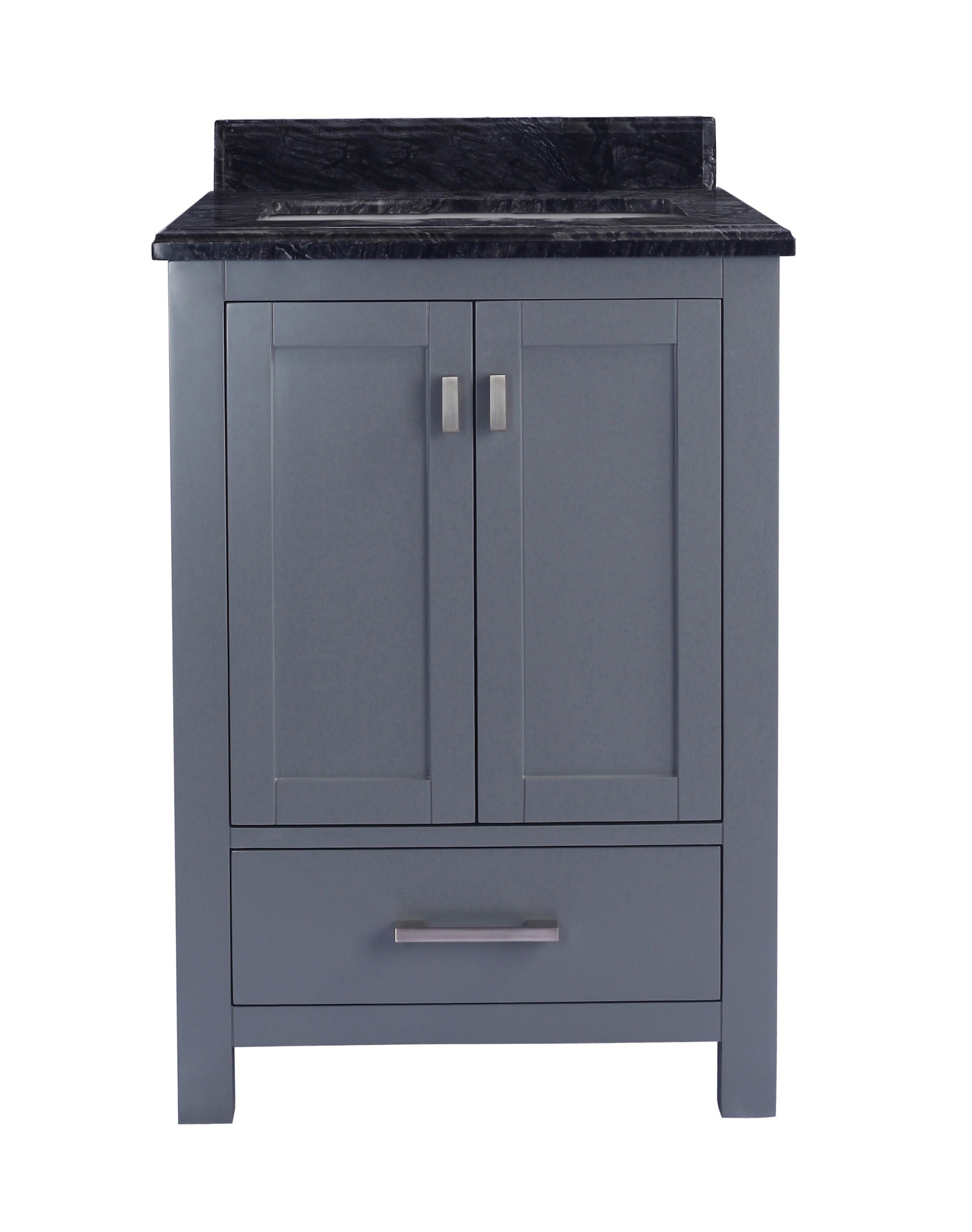 Wilson 24" Grey Bathroom Vanity with Black Wood Marble Countertop