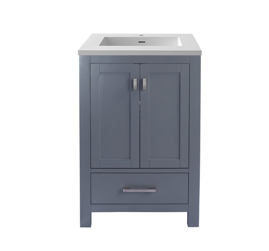 Wilson 24" Grey Bathroom Vanity with Matte White VIVA Stone Solid Surface Countertop