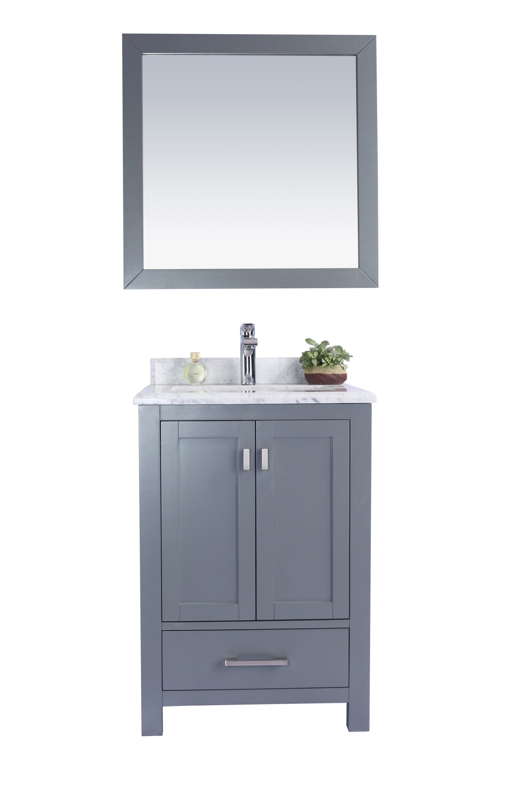 Wilson 24" Grey Bathroom Vanity with White Carrara Marble Countertop