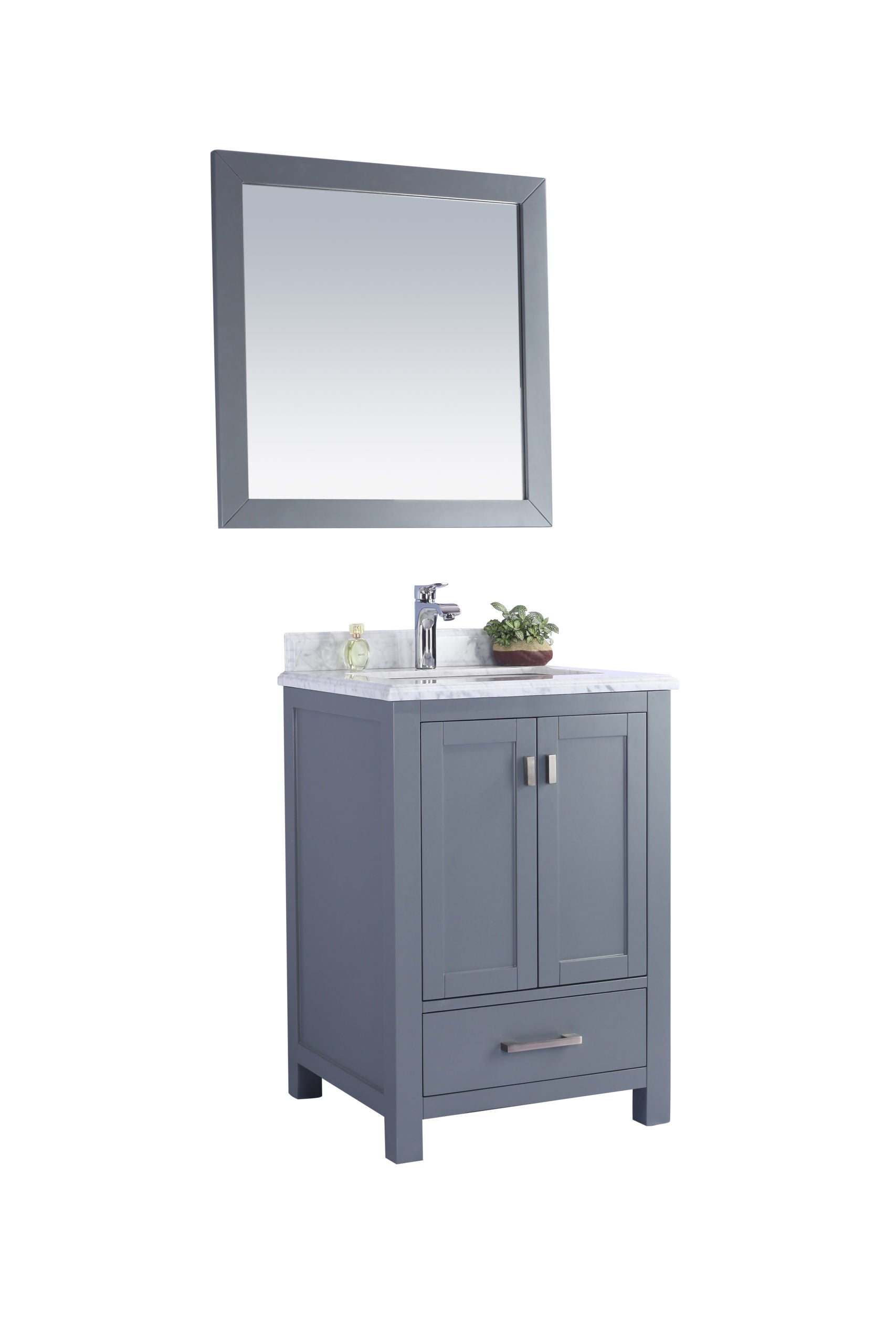 Wilson 24" Grey Bathroom Vanity with White Carrara Marble Countertop