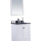 Wilson 24" White Bathroom Vanity with Black Wood Marble Countertop