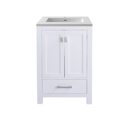 Wilson 24" White Bathroom Vanity with Matte White VIVA Stone Solid Surface Countertop