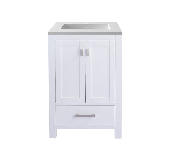 Wilson 24 White Bathroom Vanity with Matte White VIVA Stone Solid Surface Countertop