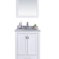 Wilson 24" White Bathroom Vanity with White Stripes Marble Countertop